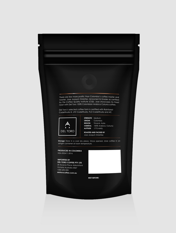 Del Toro 100% Colombian Arabica Caturra Coffee (250g bag)